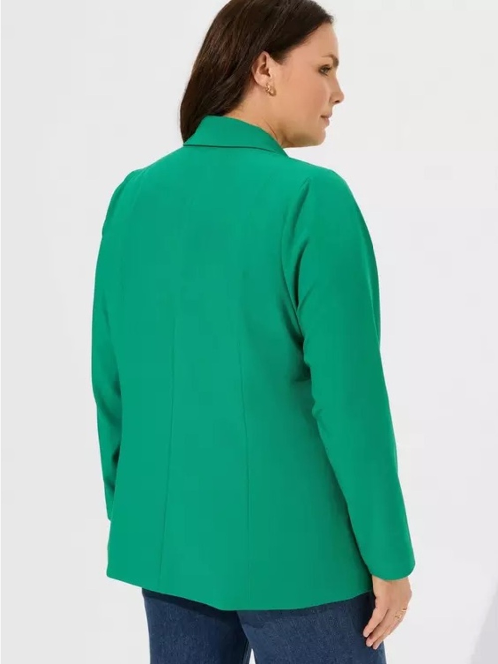 NWT Torrid Women's 0 Large 12 Studio Crepe Classic Shawl Collar Blazer Green - Picture 3 of 13